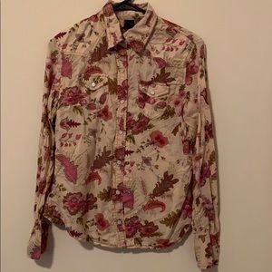 Long Sleeved Flower Button Down Shirts.